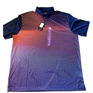 Greg Norman Mens XXL Play Dry Polo Shirt Dubarry Striped Moisture Wicking UPF 30